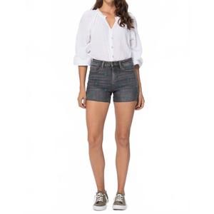 NEW JUDY BLUE cactus embroidered jean shorts in gray